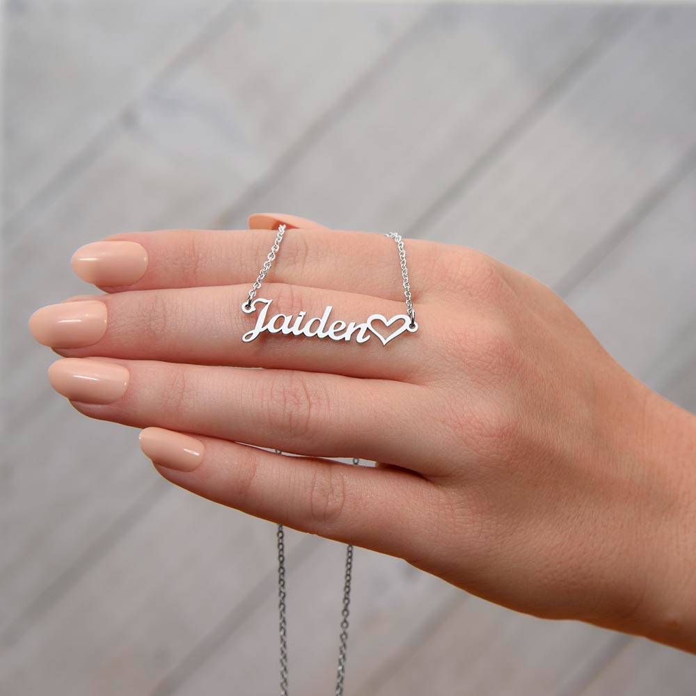 Custom Name Necklace - Script with Heart