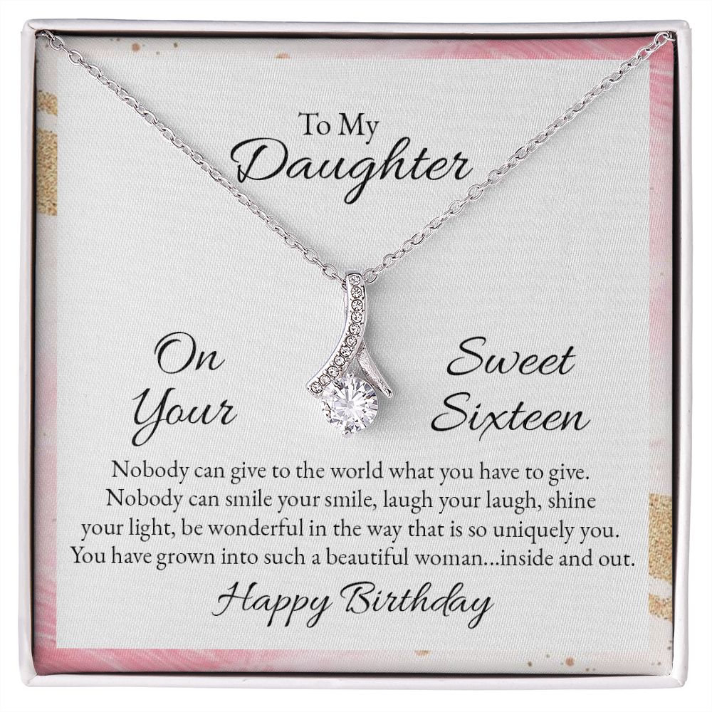 To My Daughter On Your Sweet Sixteen Birthday - Ribbon Pendant
