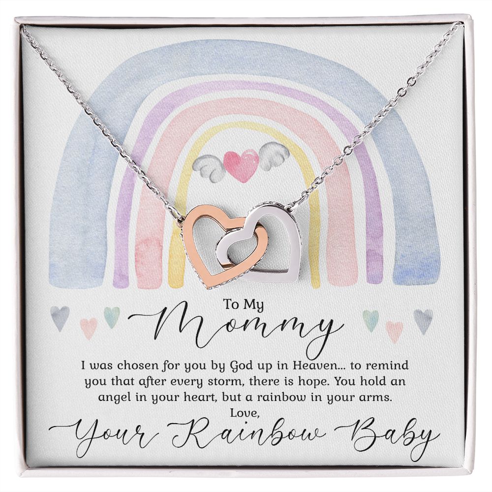 Rainbow Baby Gifts for Mom Interlocking Hearts Necklace
