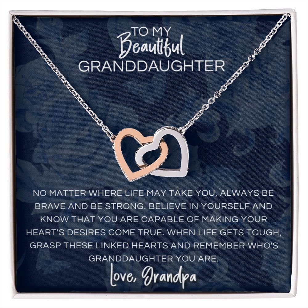 To My Beautiful Granddaughter Necklace, Linked Hearts Gift from Grandpa
