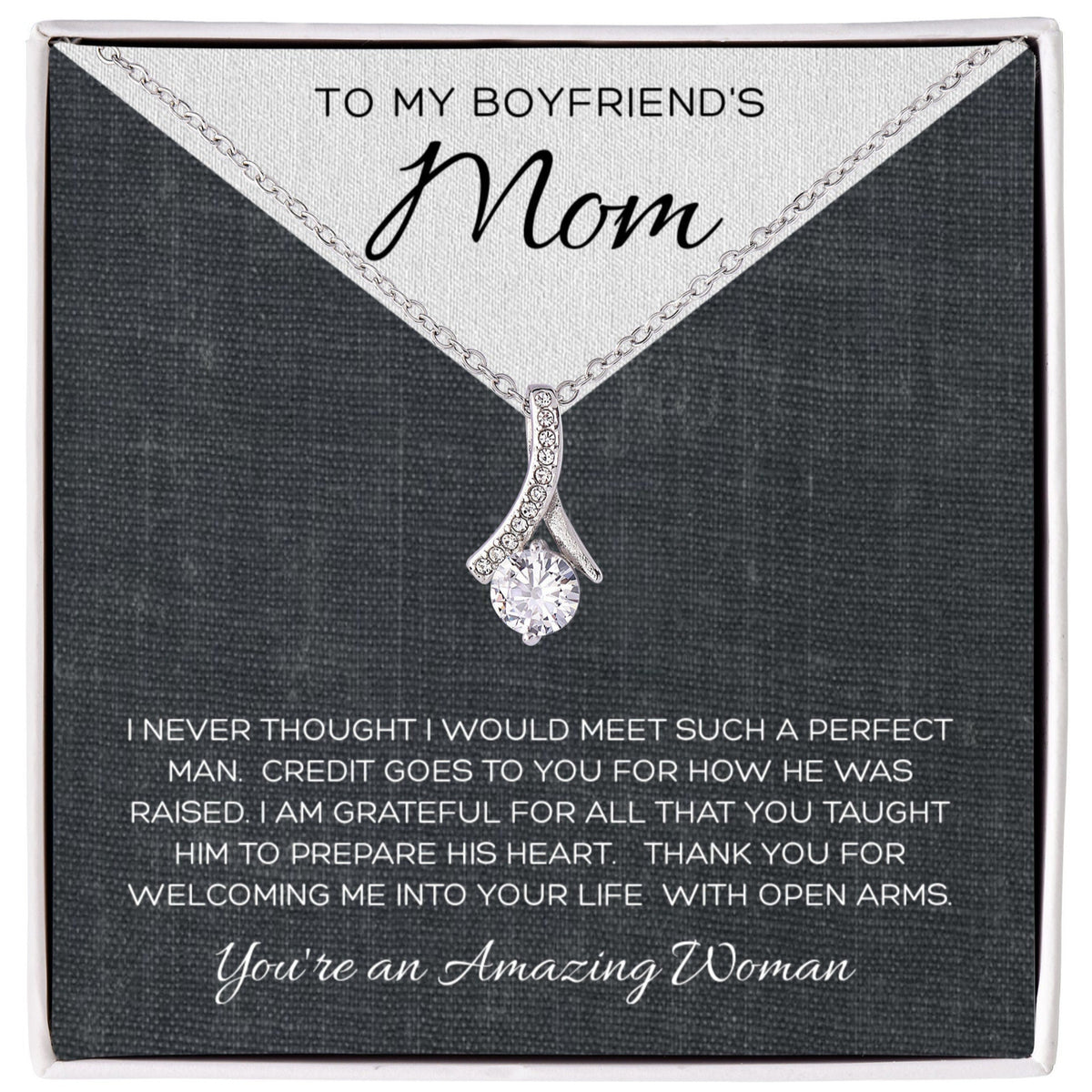 To My Boyfriend's Mom Necklace with Message Card