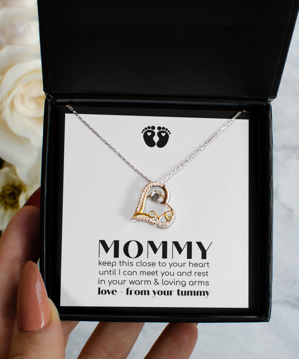 To My Mommy Necklace for Mom to Be - Heart Pendant
