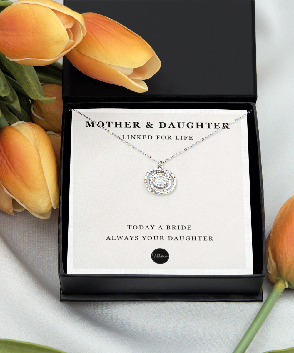 Mother and Daughter Linked Circles Necklace from Bride to Mom